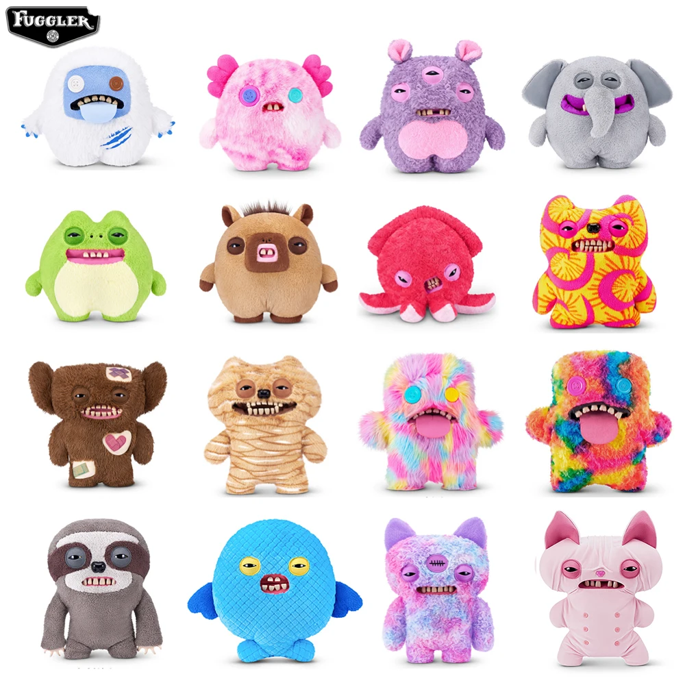 BIGG FUGGS Fuggler Muñecos de Peluche Originales 35-45cm Gato sin Pelo, Pulpo, Rana, Perezoso, Monstruo Feo, Almohada Grande, Juguetes de Peluche