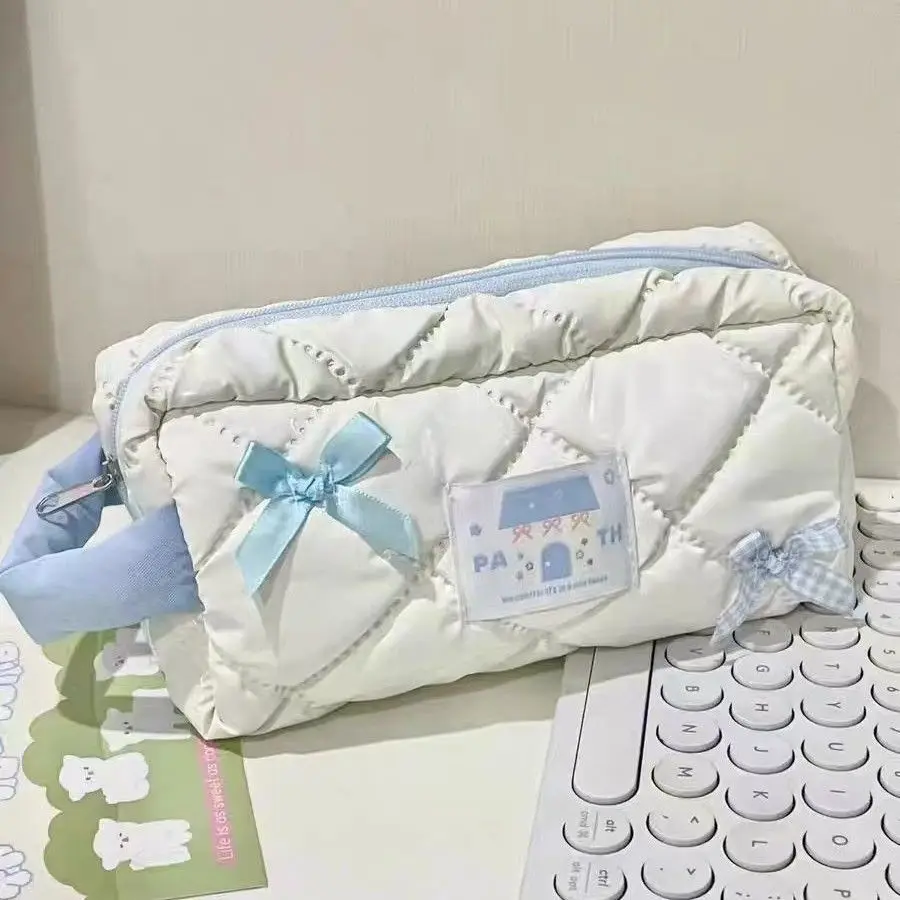 

Минималистичный пенал-бабочка молочно-белого цвета, милый, большой вместимости, многослойный, портативный органайзер для канцелярии