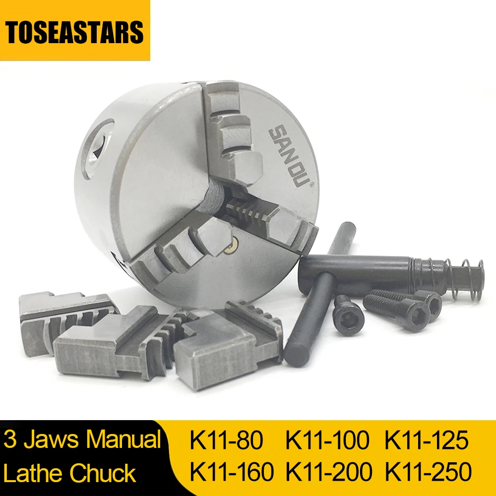 Torno Chuck Auto-centramento Mandíbulas Manual de Aço Endurecido para Cnc Perfuração Fresadora Ferramentas K1180 100 125 160 200 250
