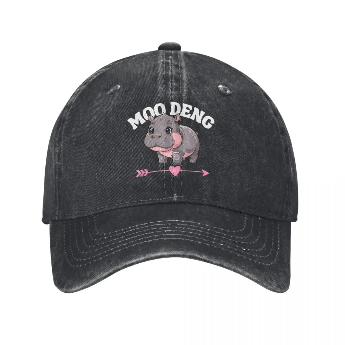 Moo Deng Cute Baby Hippo Baseball Caps Distressed Washed Hippopotamus Funny Meme Snapback Cap Unisex Golf Adjustable Caps Hat