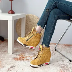 Casual Woman Shoe Autumn Increas Height Clogs Platform Modis Round Toe Fall Creepers 2025 Increased Internal High Leisure Slip-O