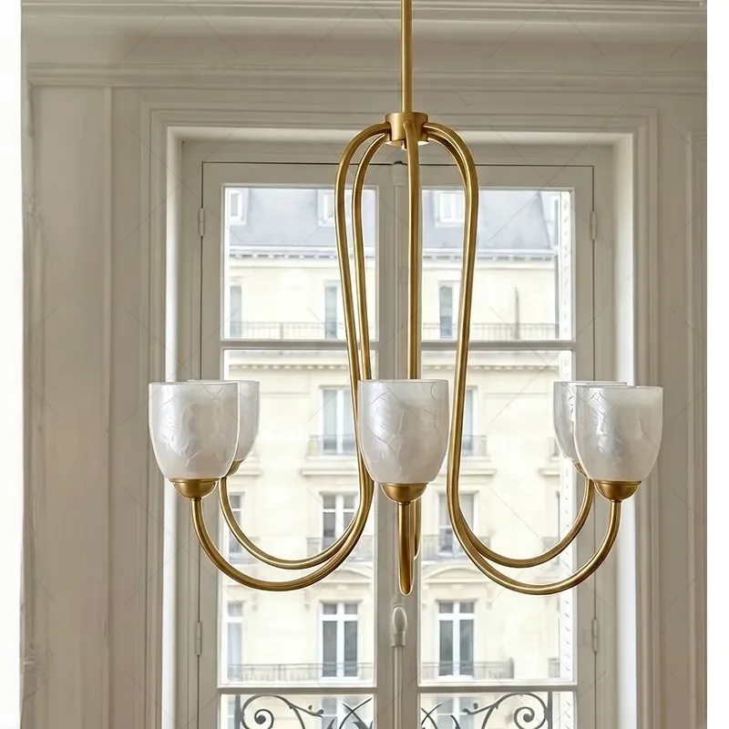Vintage French Shell Chandelier Wrought Iron Pendant Light for Living Room Dining Area Medieval Style Ceiling Lamp Bedroom