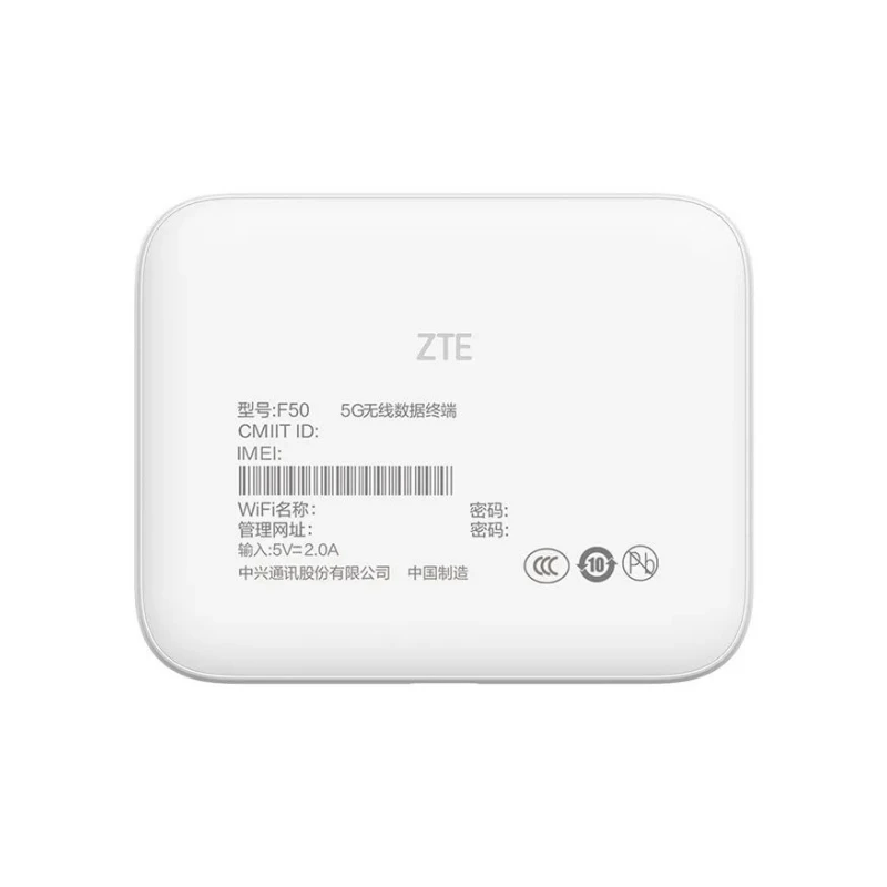 2023 New Original ZTE UFi F50 5G Pocket MiFi 5G Sub-6 SA/NSA N1/5/8/28/41/78 4G Cat15 2.4G/5G Wifi(No battery)