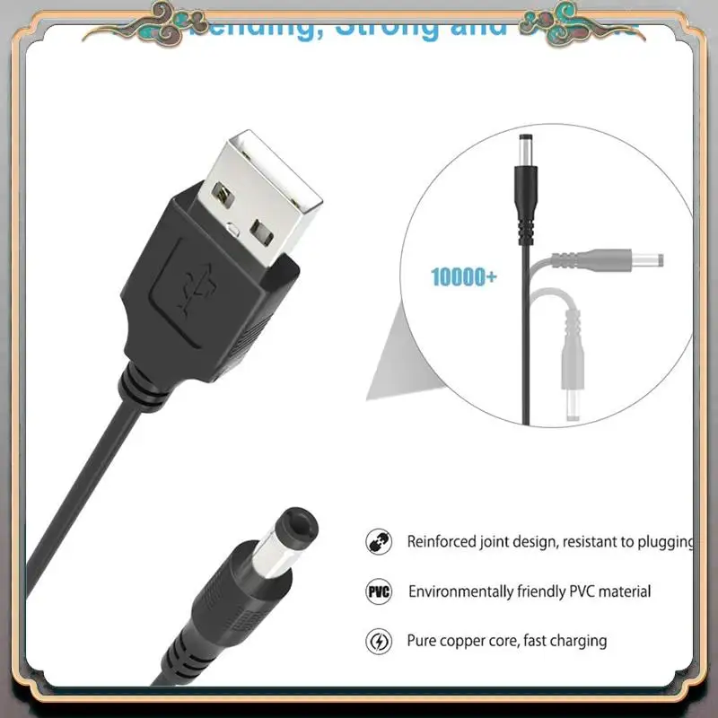 Durable 2X DC Power Cord USB To 5.5X2.1 Multifunctional Dc Interchangeable Plug