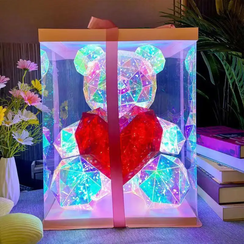 Colorful Glowing Bear 30CM High Fantasy LED Little Bear Lamp Romantic Girlfriend Surpris Birthday Valentine's Gift Holiday Decor