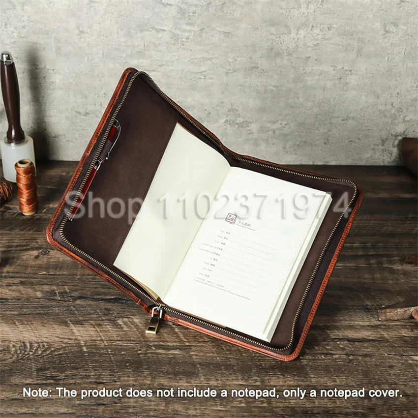 Retro Leather Zipper Clutch A5 Book Cover Journal Office Diary Travel Notebook Cover Case Protector Sleeve for School office