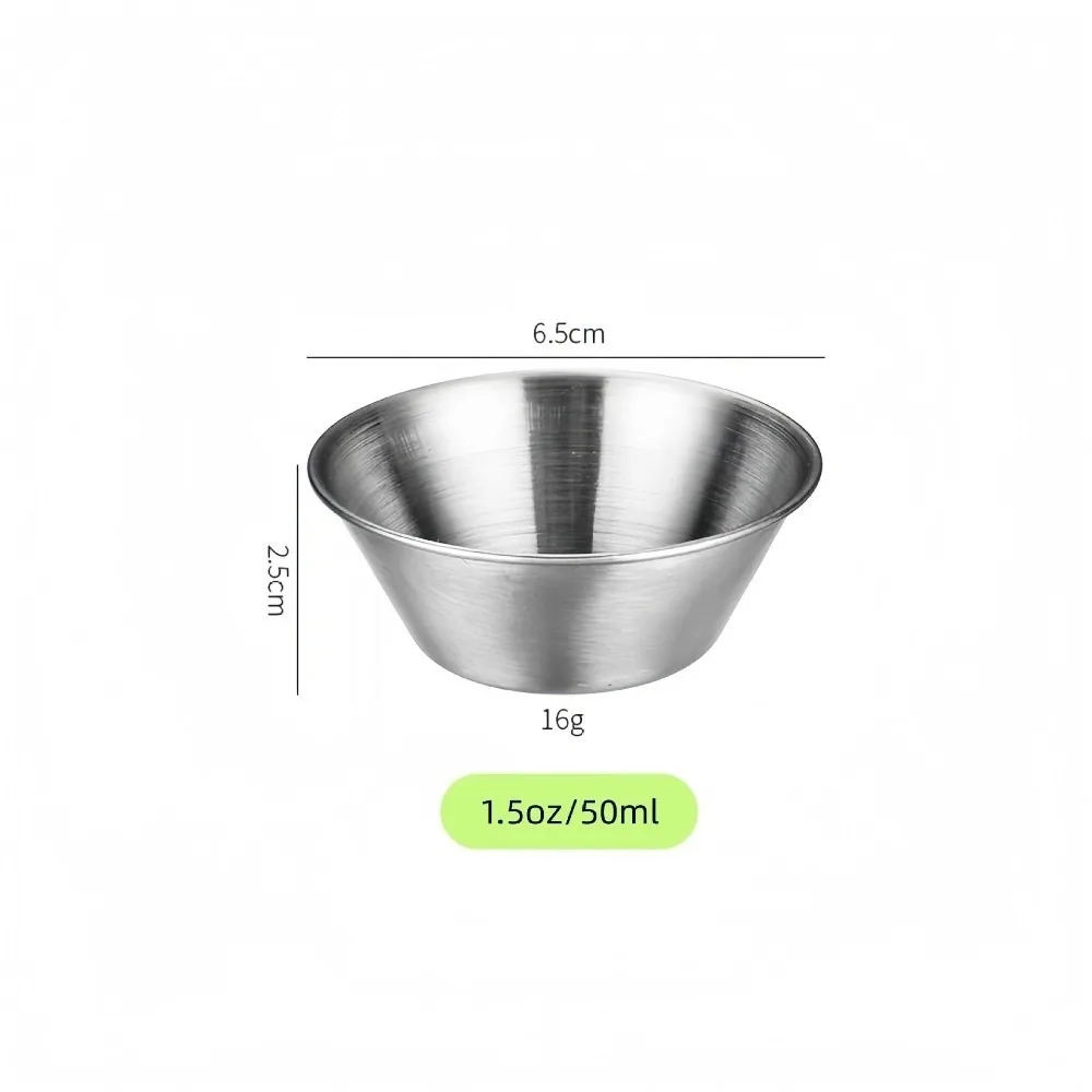 Premium 1.5 Oz Capacity Sauce Cups Reusable Stainless Steel Dipping Bowls Mini Size Serving Containers Home Restaurant Use