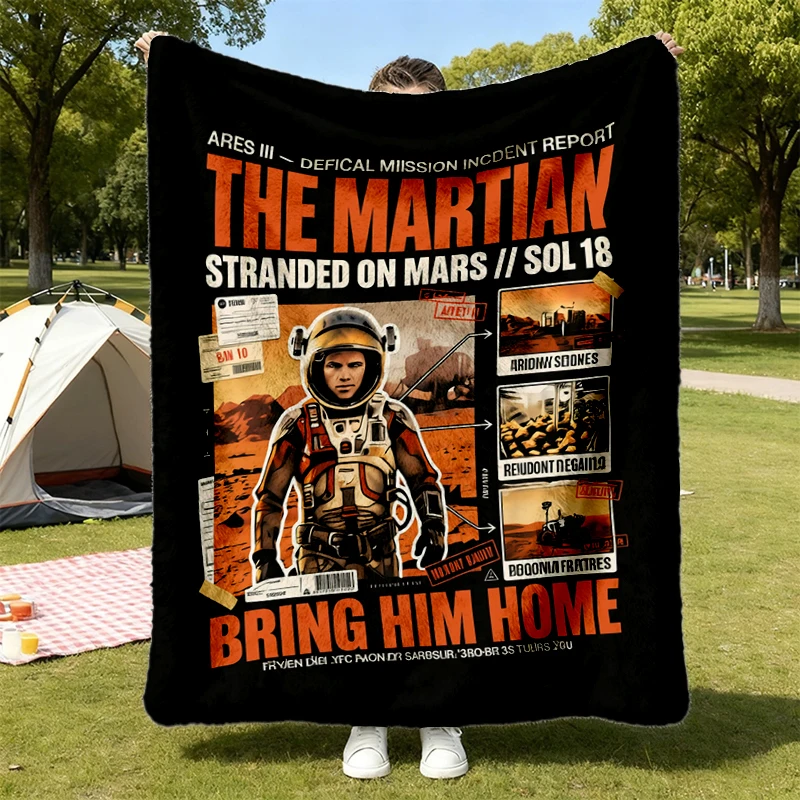 The Martian 2015 Soft Blanket, Bring Home Comfy Blanket, Stranded On Mars Graphic Flannel Blanket, Sci Fi Movie Fan Gift