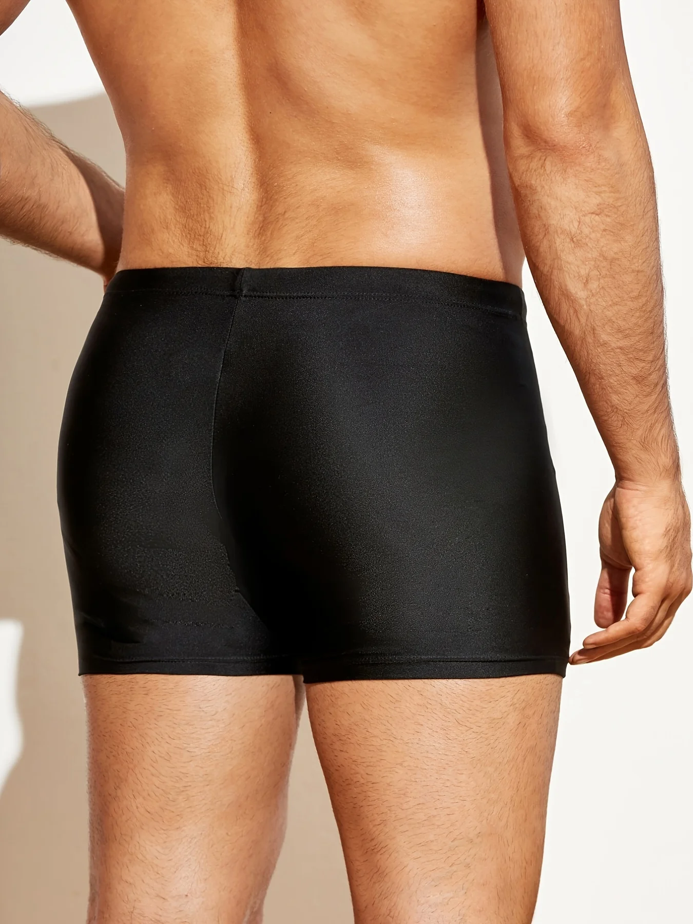 Men's Solid Color Flat Angle Swimming Trunks, High Bounce Speed Dry Men's Swimsuits, Suitable for Beach Swimming, Surfing, Compe