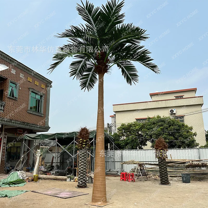 Large fiberglass simulated coconut tree tropical rainforest indoor and outdoor decoration fake coconut palm tree (customized)