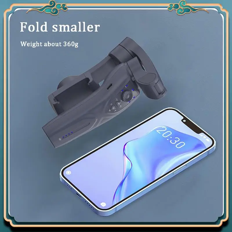 (新品)-F12 3軸ジンバルスタビライザー、LED照明、AIインテリジェント顔追跡サポート、ビデオ/写真用フォーカスコントロール