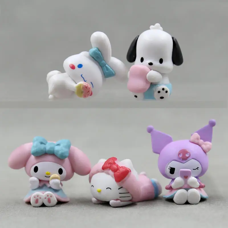 Figura de Anime Kawaii Hellokitty Cinnamoroll Melody, muñeca Sanrio, lindos modelos de personajes de dibujos animados, adorno de escritorio, juguetes, accesorios, regalos