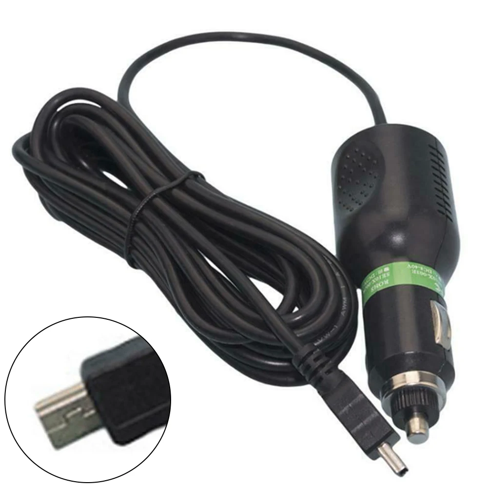 

DC 5V 2A Mini USB Car Power Charger Adapter Cable Cord For GPS Camera 3.5m Plastic+Metal Auto Acesssories