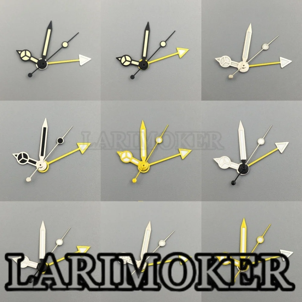 

LARIMOKER Yellow GMT Watch Hands Yellow Black Silver Hand Set 4pcs With C3 Green Luminous Fit NH34 Movement Watch Part