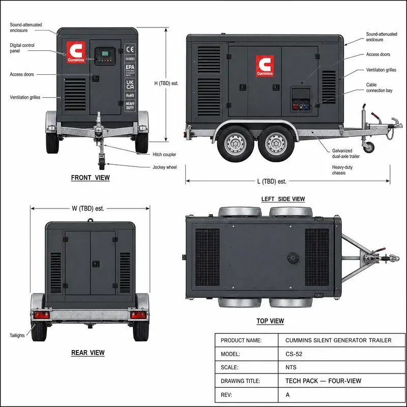 Outevo Container Heavy Oil Generator 1000kVA Heavy Cooling Fins 24V DC Electric Start 120V/20A for Mining Marine