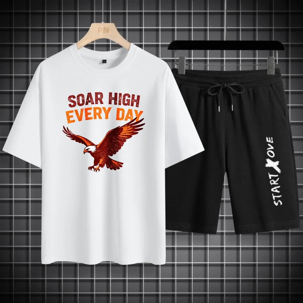 الرجال تي شيرت مجموعات تنفس البلوز مجموعة البوليستر الصيف الرجال الثريات قصيرة الأكمام + السراويل أزياء الرجال مجموعة #1