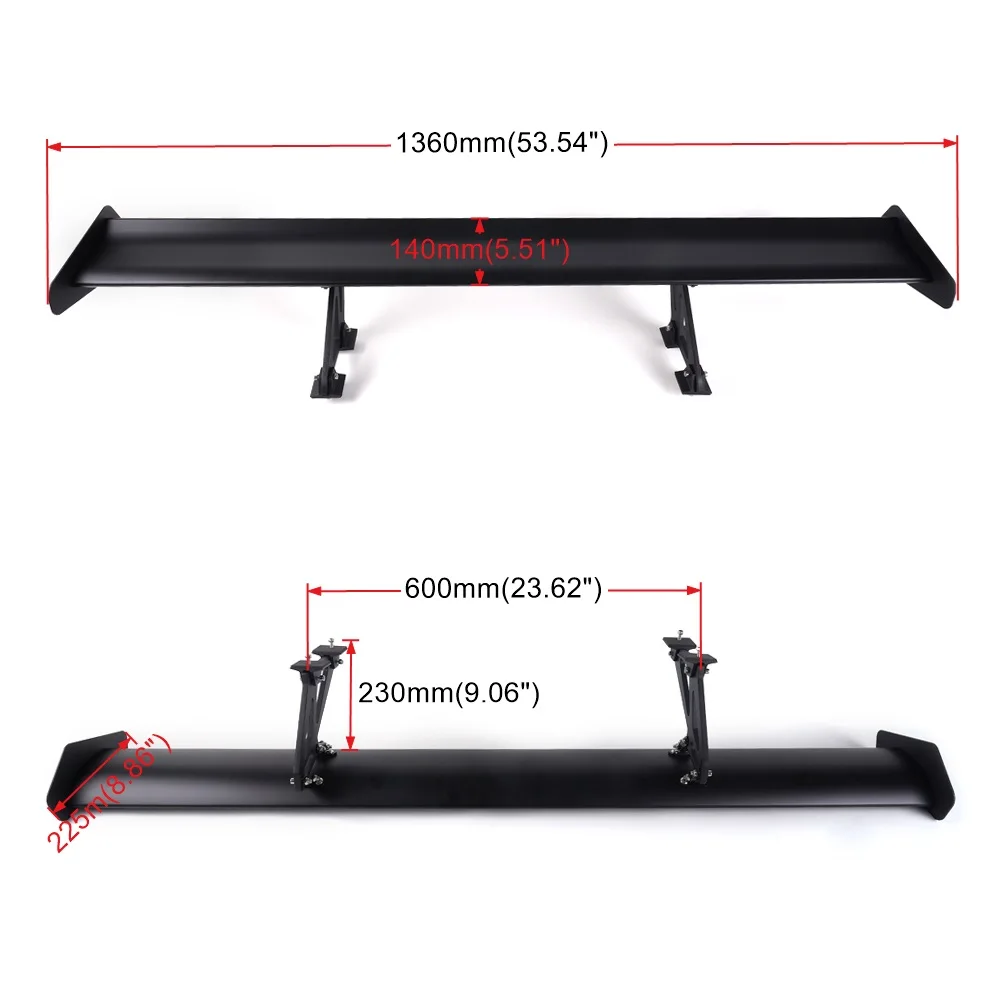 53.15'' Lightweight Aluminum Car Spoiler Wing Car Tail Decoration Rear Car Sedan GT Wing Racing Spoiler RS-LTB006