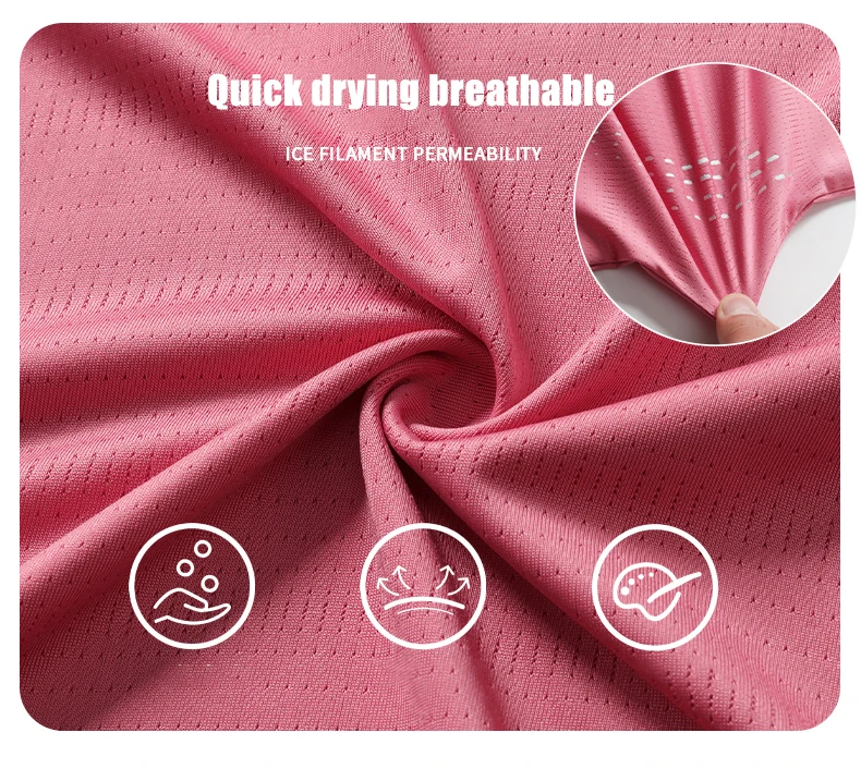 Sommer-Kurzarm-T-Shirt für Herren und Damen, dünnes, atmungsaktives, schnelltrocknendes Sport- und Freizeit-T-Shirt aus Eisseide – Detail 5