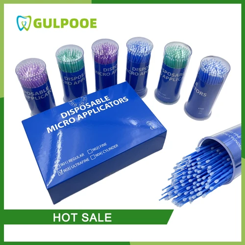 GULPOOE-microcepillo desechable, aplicadores de microcepillo Dental, vástago largo flexible, herramienta de extensión para blanqueamiento Dental Oral