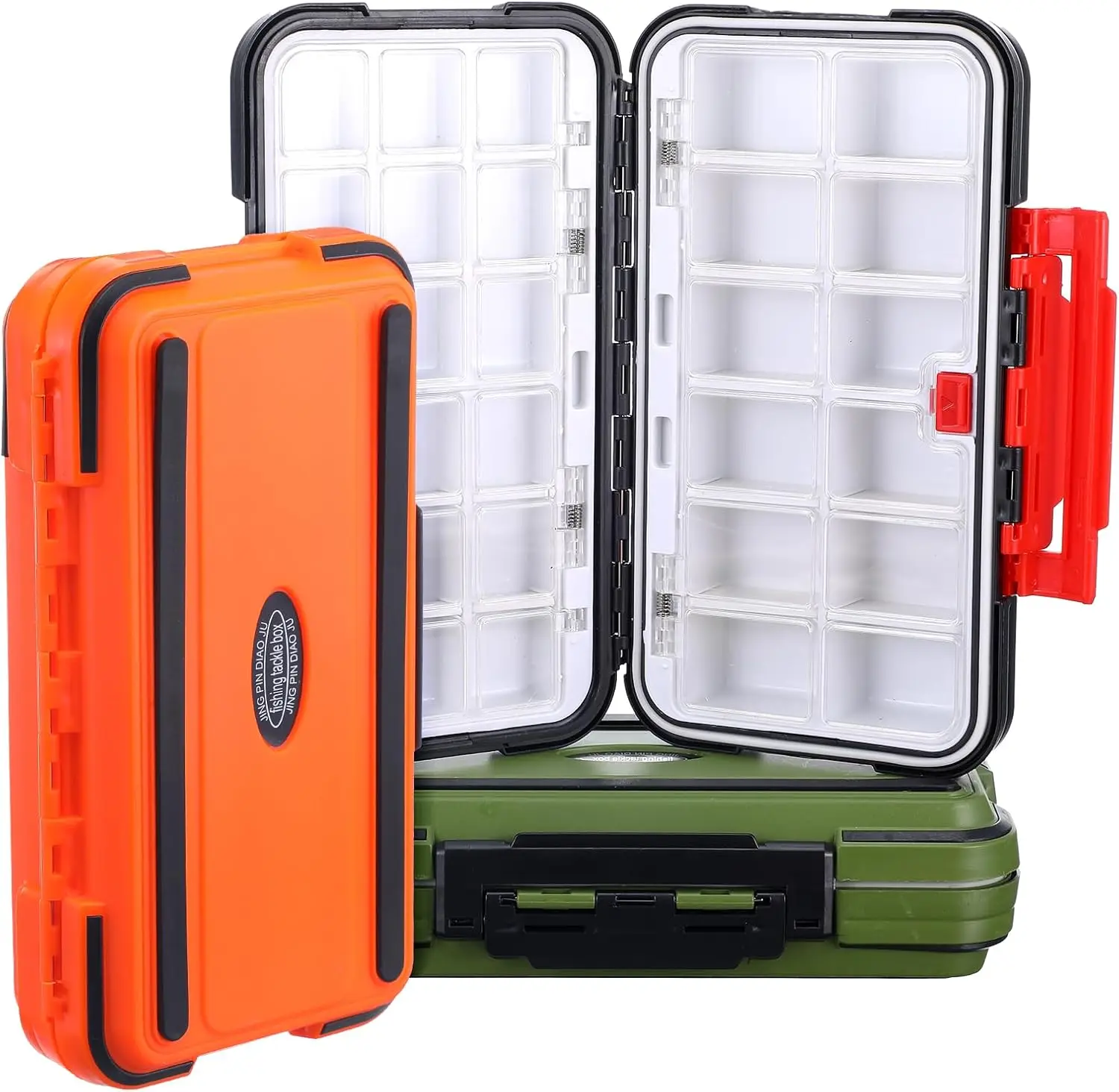 

Набор из 3 водонепроницаемых рыболовных ящиков для снастей, двусторонние, с регулируемыми разделителями, герметичные, для хранения наживки, для ловли форели и путешествий