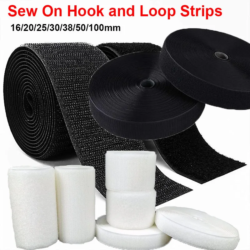 1/2/3/5Meters Sew on Hook and Loop Fastener Tape Non-Adhesive Back Nylon Strips Fabric Fastener Interlocking Tape DIY Sewing