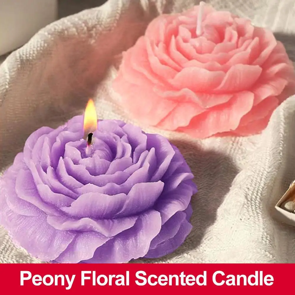 

1pc Peony Flower-Shaped Scented Candle with Long-Lasting Fragrance for Home Decor & Relaxation Ideal for Bedroom/Spa