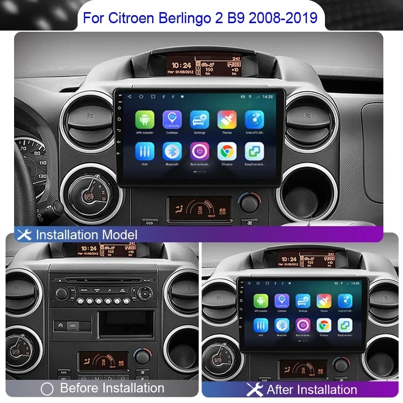 Radio Multimedia automotiva For Citroen Berlingo 2 B9 Peugeot Partner 2008-2019 4G WIFI Car Radio Bluetooth WirelesAndroid Auto