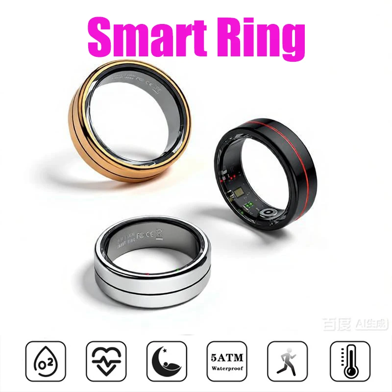 

Men Women Health Sleep Monitor Smart Ring 5ATM Waterproof Multi-sport Mode Camera Control Heart Rate Blood Oxygen Monitor Ring