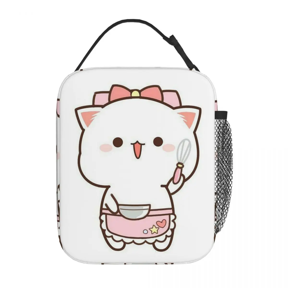 Funny Cooking Master Peach And Goma Mochi Cat Insulated Lunch Bag for Women Children Portable Food Boxes Thermal Lunch Box Tote