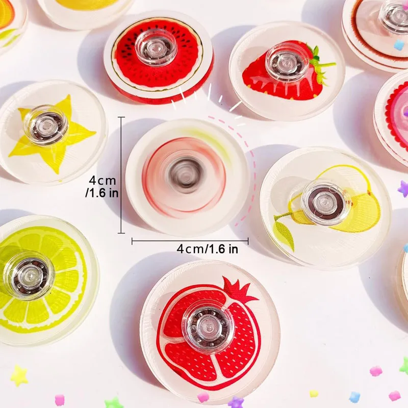 10PCS Fruit Style Small Fidget Spinners Stress Relief Sensory Toys for Kids Party Favors Goodie Bag Stuffers Classroom Prizes