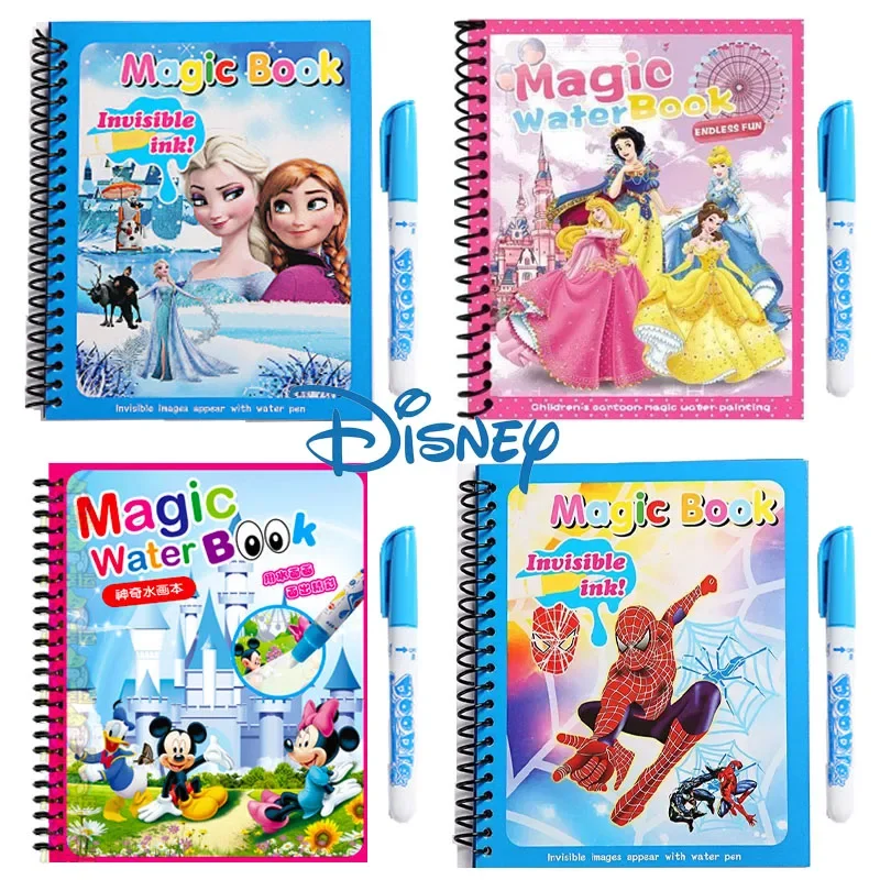 Disney Frozen Reusable Coloring Book Cute Cartoon Spider-Man Magic Water Painting Coloring Book Puzzle Drawing Toys