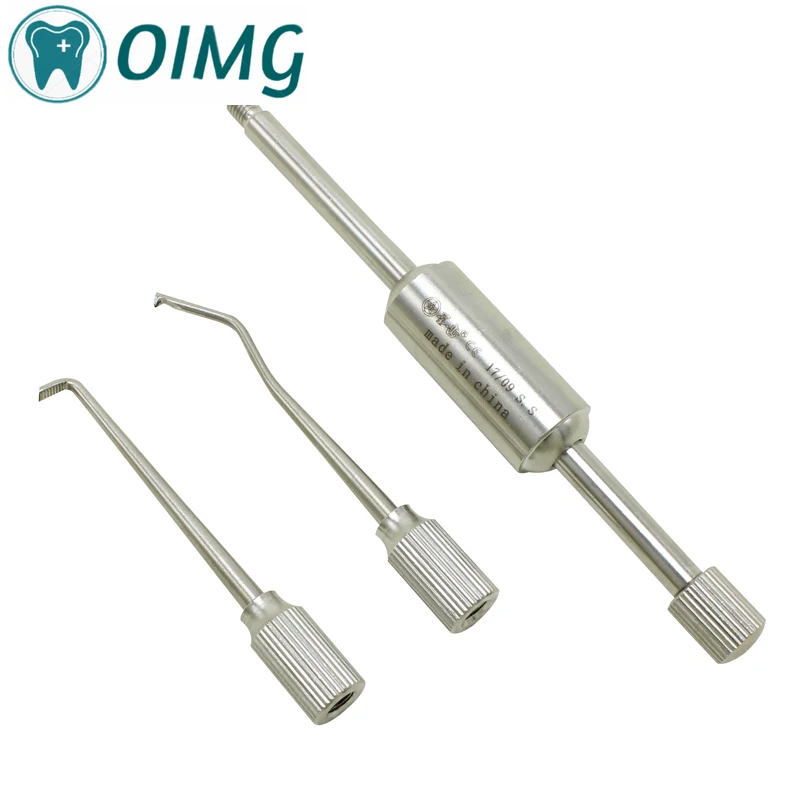 1Set Stainless Steel Dental Crown Remover 2 Tips Press Button Dentist Lab Equipment Dentist Tools Material Manual Control