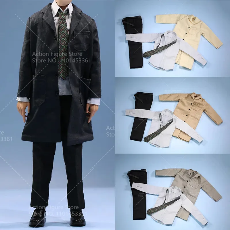 

Масштаб 1/6, мужской длинный костюм, плащ, рубашка, брюки, галстук, комплект одежды, модель подходит для 12-дюймовой фигурки солдата, тело куклы