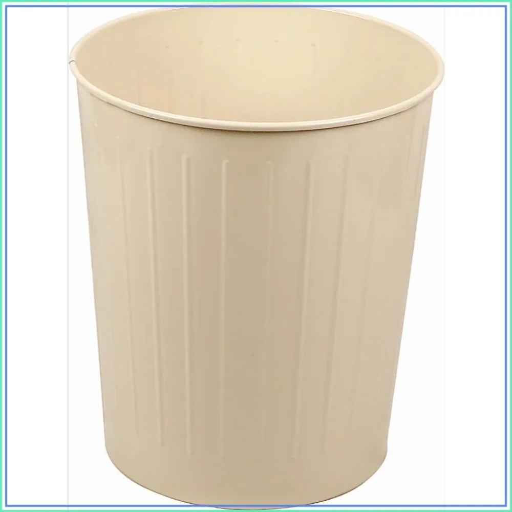 12 Gallon Round Office Wastebasket, Trash Can for Under Desk Use - Almond