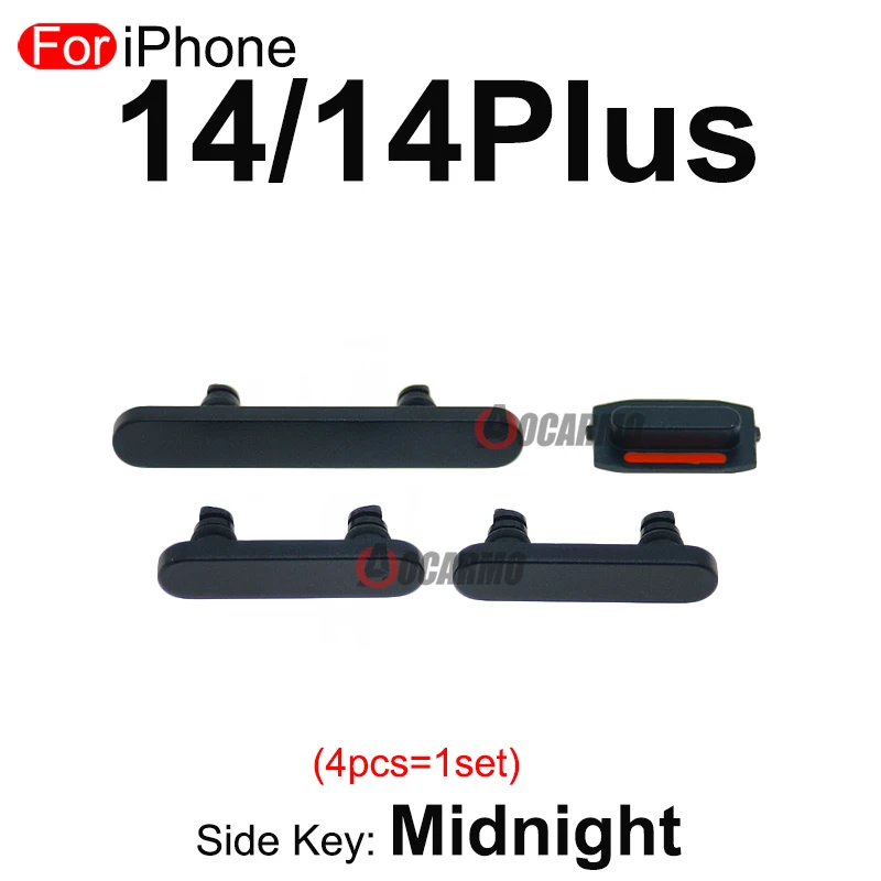 Aocarmo For Apple iPhone 14 / 14p 14 Plus Side Key Power On Off Volume Mute Buttons Replacement Parts Midnight Starlight Blue