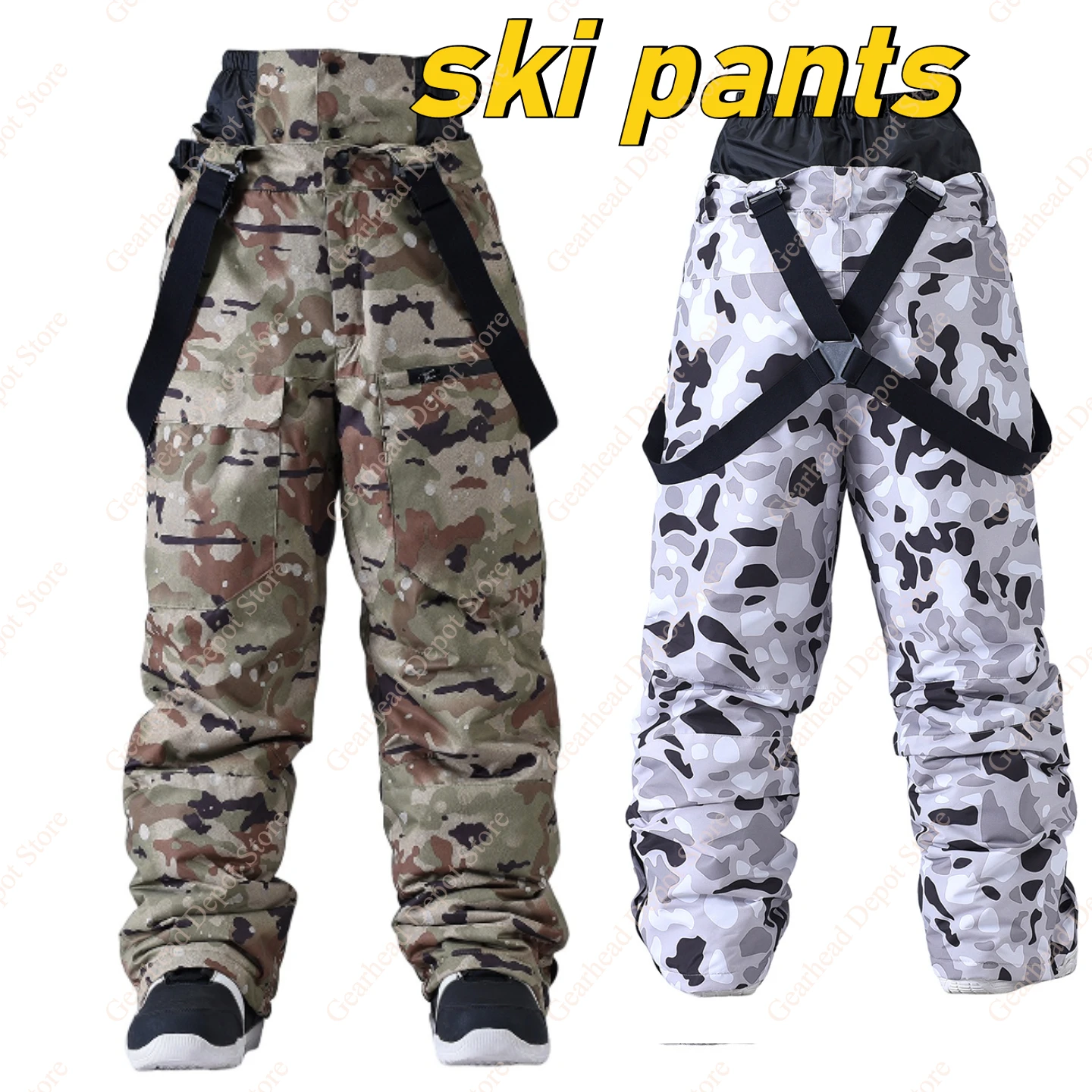 men-women-ski-snowboard-pants-winter-windproof-waterproof-snowproof-breathable-stretch-warm-thickened-durable-camouflage-outdoor