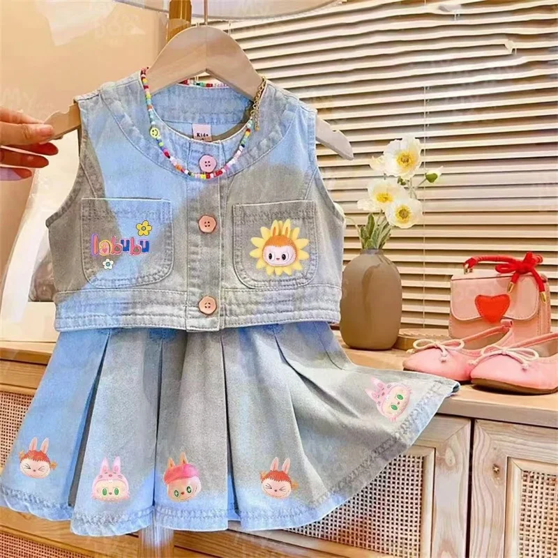 

Cartoon Pattern Girls Set Summer New Style Children Fashionable Vest Skirt Two-Piece Baby Trendy Outfit Half-length Skirt 2-7Y
