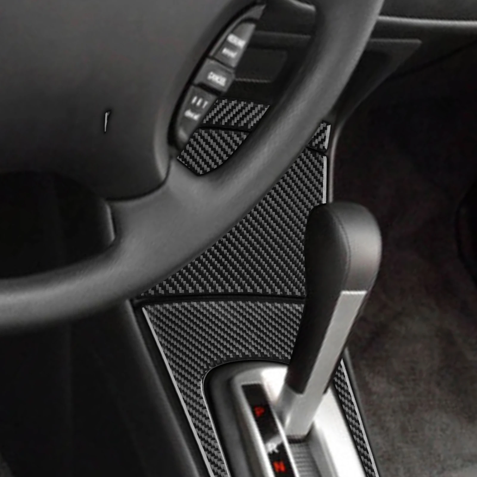 For Honda Civic 2003-2005 Car Interior Accessories Carbon Fiber Gear Shift Adjustment Panel Cover Trim Sticker Modification