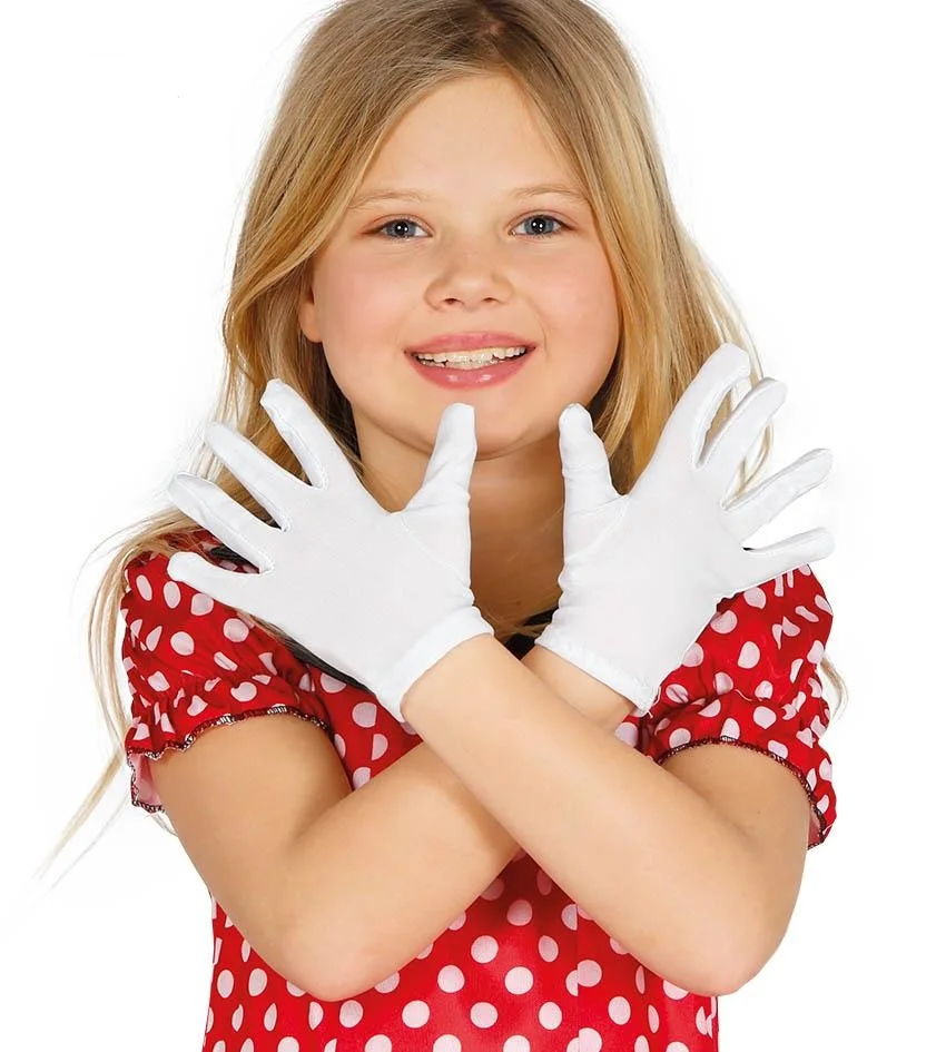 White color children's lycra Pandomim gloves