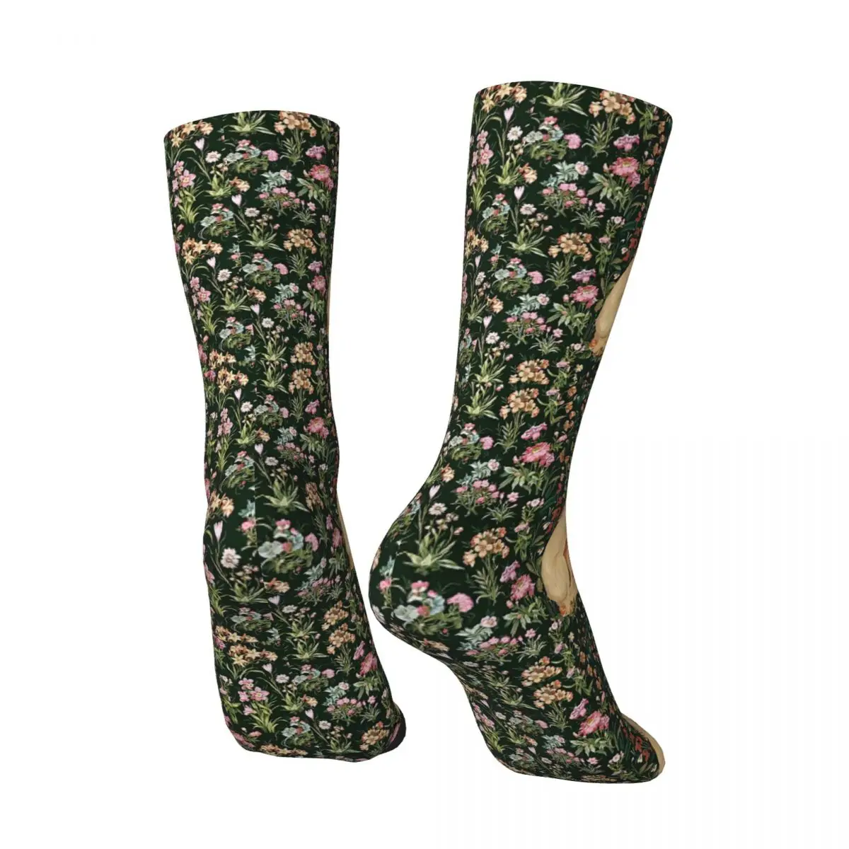 Dame En Eenhoorn Onder Bloemen Unisex Wintersokken Outdoor Vrolijke Sokken Streetstyle Gekke Sok