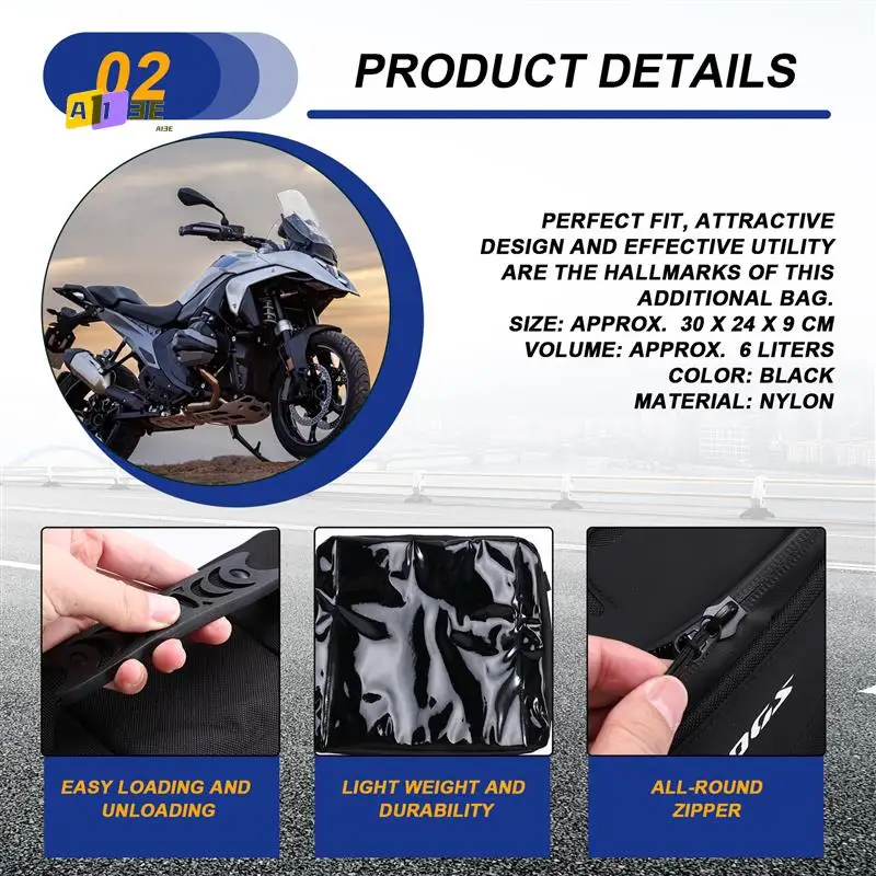 

A03E-Motorcycle Accessories Top Box Waterproof Travel Tool Bag Top Case Cover Bag For BMW R1300GS R 1300 GS 2023-2024
