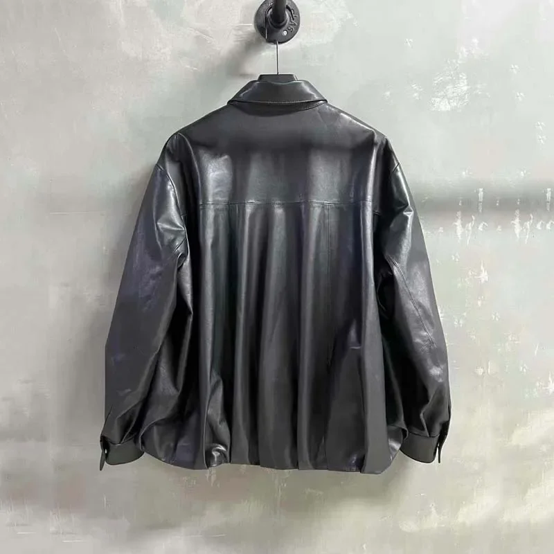 정품 가죽 자켓 느슨한 스타일 여성 코트 봄 새로운 패션 야채 무두질 가죽 터키에서 수입