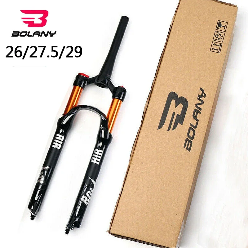 BOLANY Bicycle Fork 26/27.5/29 Inch Mountain Bike Fork Ultralight Air Suspension MTB Forks 100mm Travel Fit Disc Brake