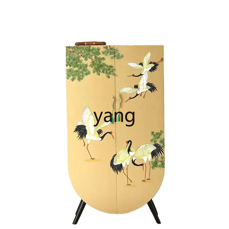 

CX Chinese style gold painted crane bedroom cloakroom double door wardrobe