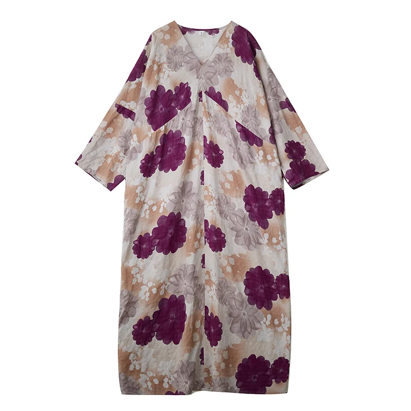 

Оригинальный длинный све V-Ne для похудения большого размера, свободный хлопок и лен, повседневный Dr, защита от ультрафиолета, тонкий длинный Dr