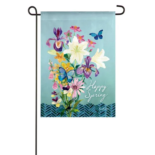 Happy Spring Floral Garden Suede Flag,14s9512 HHJ LLG