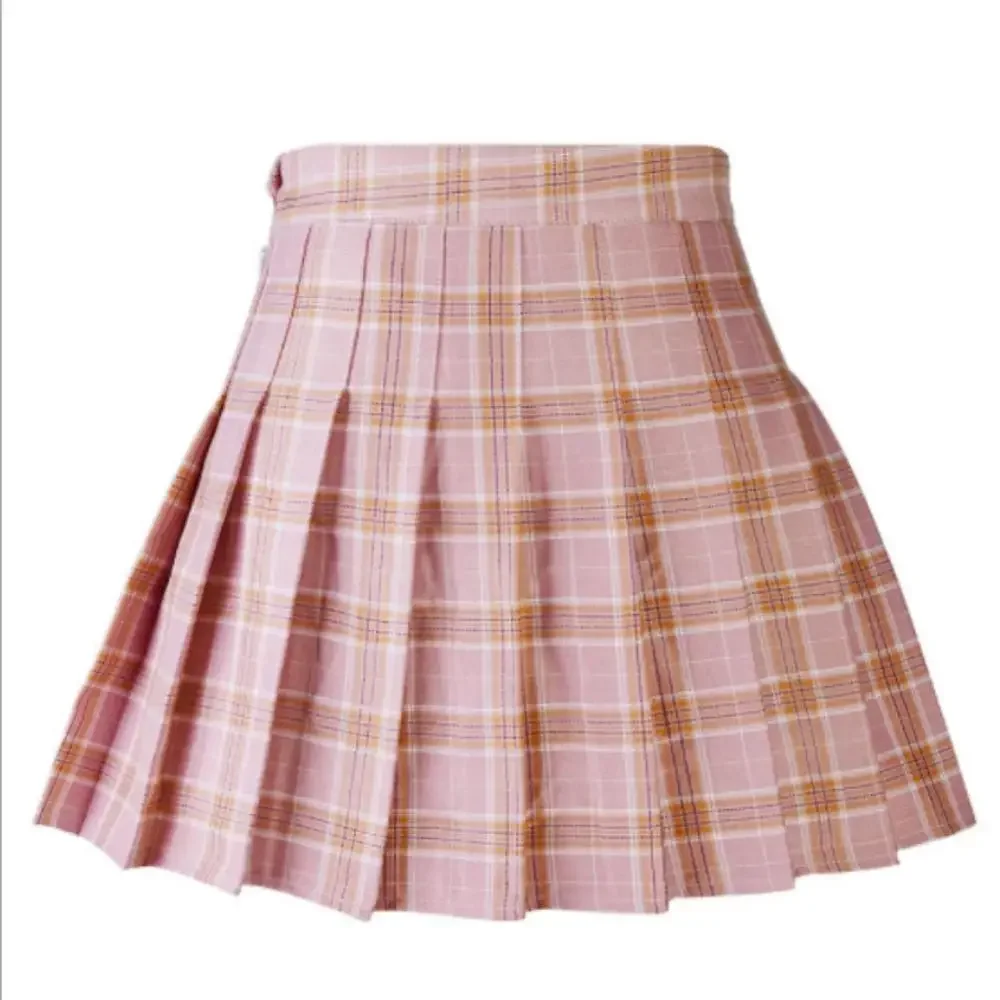 Shorts and slim appearance in Summer Women Casual Plaid Skirt Girls High Waist Pleated A-line Fashion Uniform Skirt With Inner