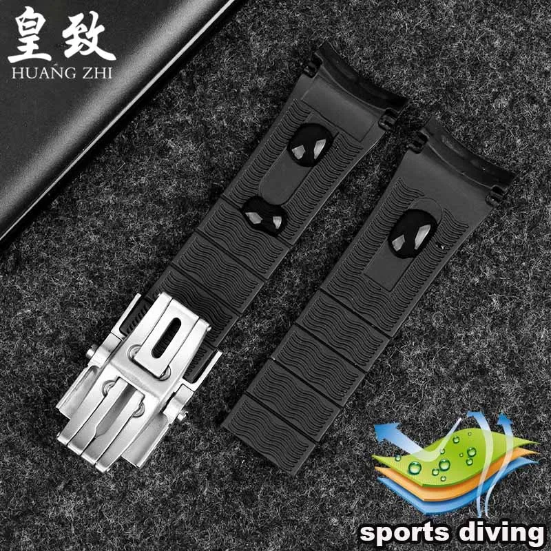 Para navegador Mido M 026430 A M 026608 Una estrella de mar M 011430 Correa de reloj Ruber con extremo curvado para hombre, correa de silicona de 22mm, pulsera Citizen