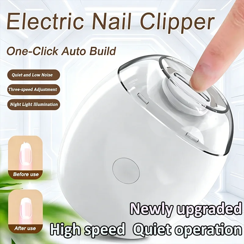 2in1 Electric Nail Clipper Cutter with LED Light Anti-Pinch Automatic Nail Grinder Trimmer for Baby Mini Manicure Tool Nail Care