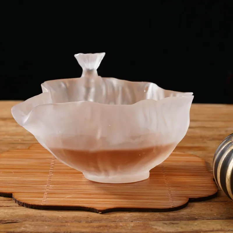 New ancient glazed lotus leaf fair cup frosted ice transparent creative exquisite teacup imitation lotus leaf glazed tea cup